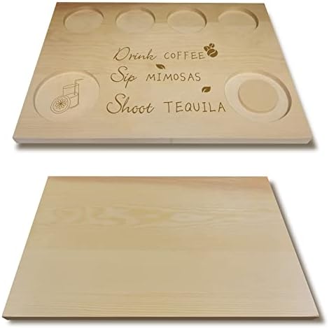 Creatcabin Wooden Tequila Board cu jim de sare împușcat din sticlă set servit tavă suport pentru tavă