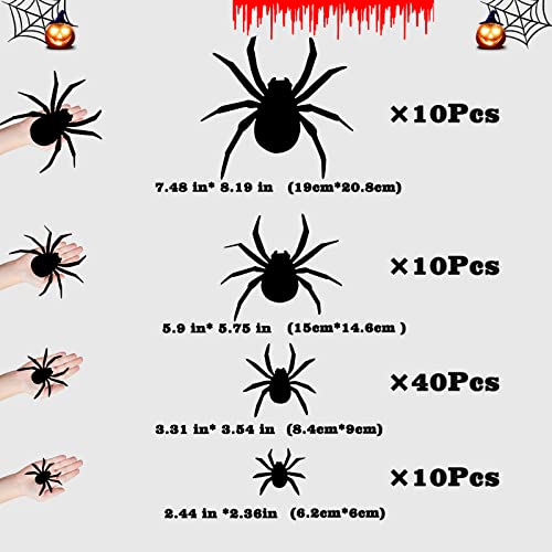 Lauvee Halloween Decoratiuni Spider autocolante - 70 buc DIY 3D Plastic Spider perete autocolant pentru petrecere acasă cu
