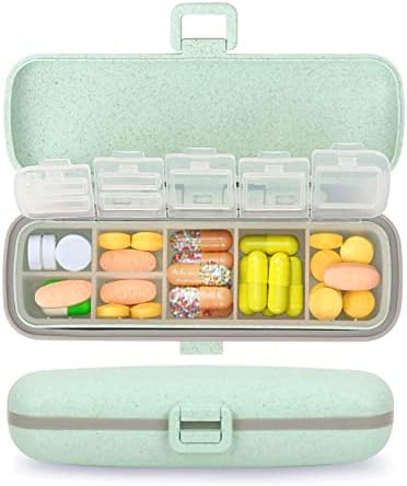 Organizator de pilule SHFESH, cutie de pilule cu 7 compartimente Organizator portabil de medicamente de călătorie pentru poșetă