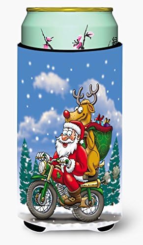 Caroline's Treasures APH8996TBC Crăciun Moș Crăciun pe o motocicletă înaltă băiat îmbrățișare, poate răcire manșon hugger machine