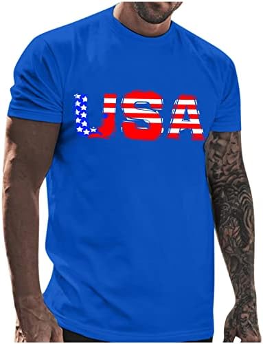 XXVR 4 iulie Tricouri pentru bărbați cu mânecă scurtă patriotică SUA Flag Print Crewneck TEE TOPS STRADE STRADE TSHIRT CASOL