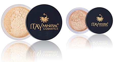 Pachet 3 articole: Itay Mineral eye Shimmer Elegance 1 + Itay Mineral loss Powder Foundation + geantă roșie pentru cosmetice