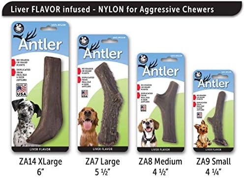 PET QWERKS NYLON ANTLER ARLOM FAT - Oase de câini durabile pentru mesteci agresivi, Tough Aproape Indestructibil Chew Proovy