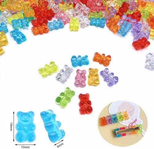 180 PC -uri de farmece de unghii, farmece de unghii de urs gummy, 3D Candy Bear Charms pentru proiecte de artă de unghii, cheia