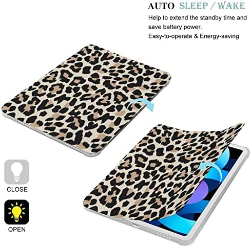 Model de leopard Trifold Case Protective Protective Cover Case Sleep/Wake Compatibil cu iPad Pro 2021 （11in）