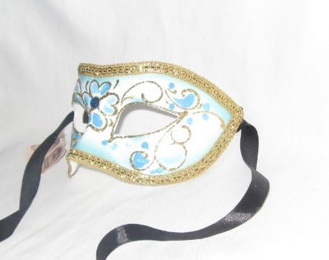 Masca de mascaradă florală albastru deschis