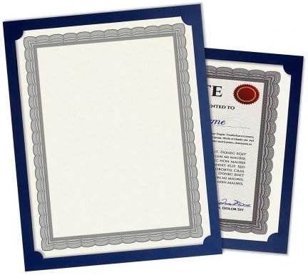 Suport certificat albastru simplu-Set de 10, 9-1 / 2 x 12 pliat cu colțuri tăiate pe 80 lb. Lenjerie De Acoperire Stoc