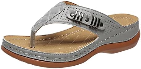 Femei Clip-Toe Plaja Flip Flops PU piele în aer liber papuci arc suport pană sandale vara confortabil pantofi