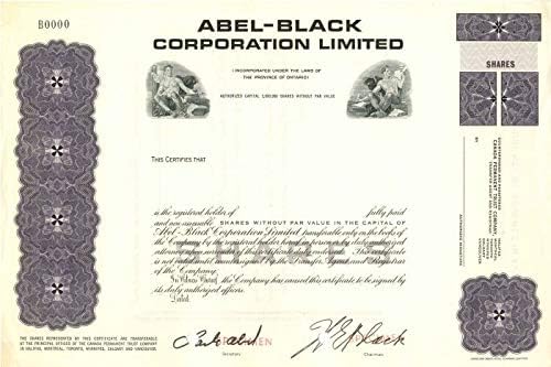 Abel - Black Corporation Limited - Certificat De Acțiuni