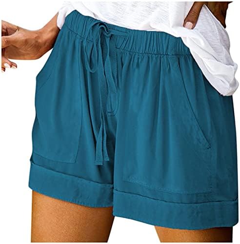 Pantaloni Scurți Casual Cu Talie Înaltă Pentru Femei Buzunare Pantaloni Scurți De Vară Cu Talie Elastică Șnur Largi Largi Pantaloni