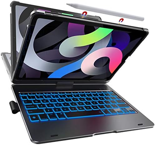 Cazul IPAD PRO 11 2020 cu tastatură, 10 culori de fundal, 360 Carcasă rotabilă de tastatură wireless pentru iPad Pro 11 2020