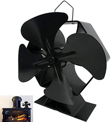 Malaxa LIANXIAO - ventilator cu aragaz cu 4 lame, ventilator ecologic Slient cu funcționare pe lemne, ventilator din aluminiu