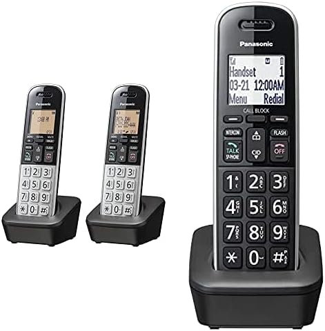Panasonic KX-TGB812S Telefon fără fir compact cu Dect 6.0, Bloc de apel, ID de apel, mai multe limbi de afișare-2 telefoane