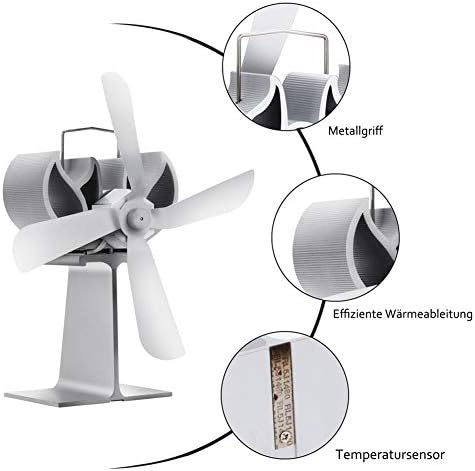 Gtest 4-Blade căldură alimentat aragaz ventilator pentru lemne aragaz / jurnal arzător / semineu funcționare silențioasă Eco-Friendly