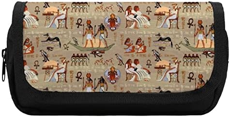 Zei egipteni și faraoni cu capacitate mare de creion cu creion cu mai multe sloturi pungă de depozitare a stiloului portabil