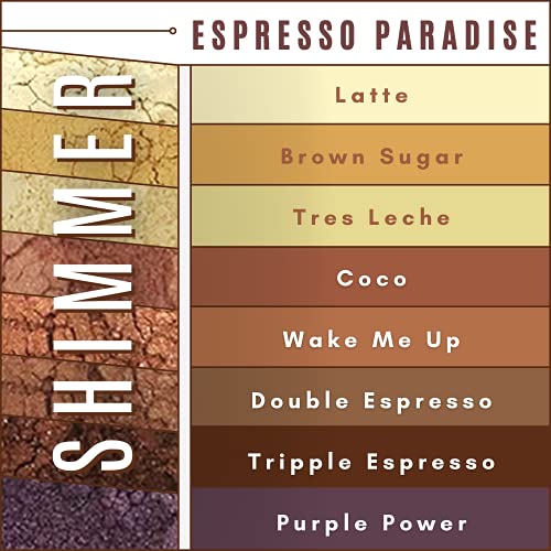 Giselle cosmetice Pur liber minerale fard de pleoape, Espresso Paradise, Set de 8, 3,6 grame