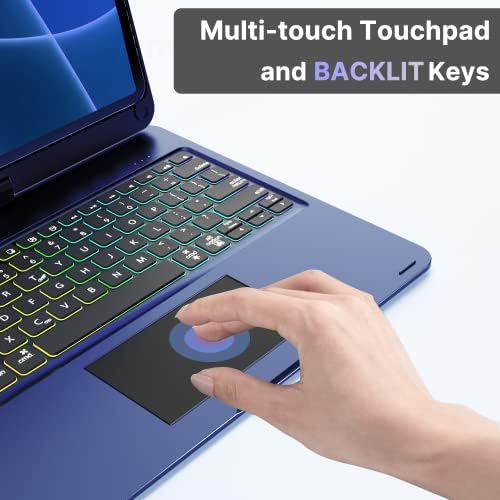 Carcasă de tastatură Pekarejue iPad Pro 12.9 -inch 2022 6th 5th 4th Generation: Smart Trackpad RGB Backlight, 360 ° Rotable