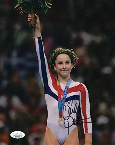 Carly Patterson semnat manual 8x10 Color Photo Best Pose+Medalie de Aur JSA - Fotografii sportive autografate