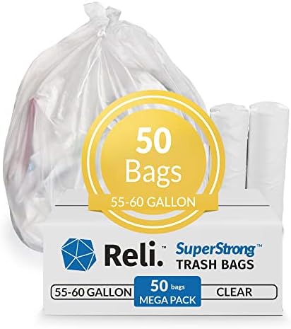 Reli. SuperValue 55-60 galoane saci de gunoi / 50 Count / Made in USA / grele / clar multi-utilizare saci de gunoi
