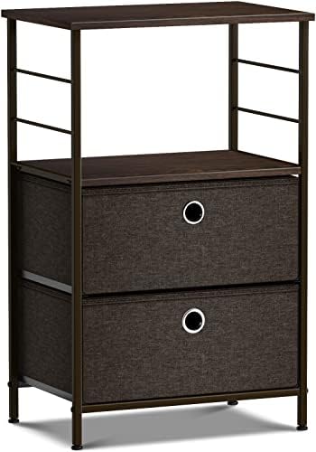 Sorbus Nightstand 2-sertar raft depozitare-noptieră mobilier & amp; Accent end masă piept pentru acasă, dormitor, birou, cămin