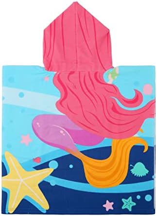 Puseky Toddler pentru fete pentru copii Sirena plajă prosop de baie cu glugă cu glugă înveliș cu glugă rasă uscată microfibră