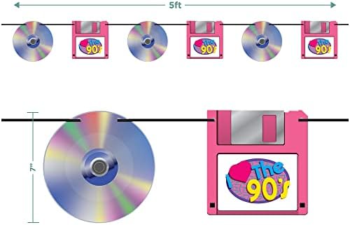 90 ' s Mix Party Pack-Plăci de desert CD, șervețele pentru băuturi Neon, furci, husă de masă, Banner și îmi plac baloanele