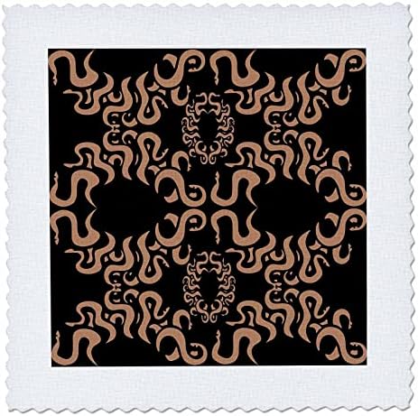 Modelul 3drose de șerpi de culoare maro pe fundalul negru-pătrate Quilt