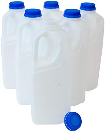 CSBD ulcior de Plastic de 1 galon cu capac pentru apă, lapte, suc sau lichide, 2 pachete, recipiente reutilizabile și reîncărcabile