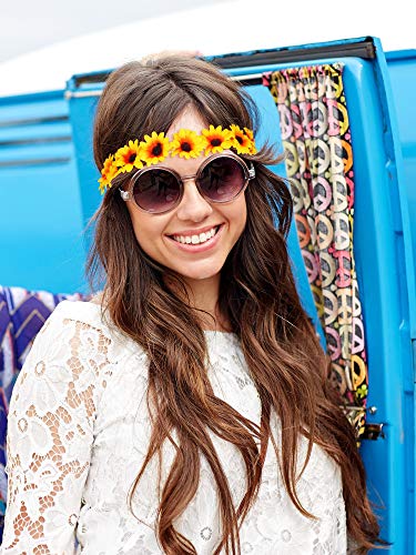 WILLBOND 8 piese floarea-soarelui coroana păr Coroană Daisy Flori Headbands Hippie Headbands reglabil florale mireasa Headpiece