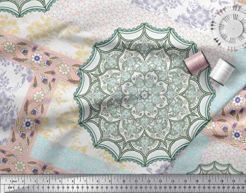 Soimoi bumbac Jersey Fabric Floral & amp; Mandala Patchwork imprimare Fabric de curte 58 Inch Wide