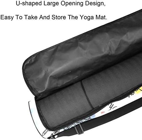Yoga Mat Bag, Paris călătorie Turnul Eiffel Exercitarea Yoga Mat Carrier Full-Zip Yoga Mat Carry Bag cu curea reglabilă pentru