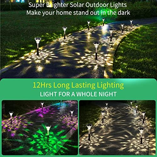 Eoyizw Solar Pathway Lights, 2 în 1 Culoare Schimbarea & amp; cald alb LED Solar Lumini în aer liber, IP65 impermeabil Solar