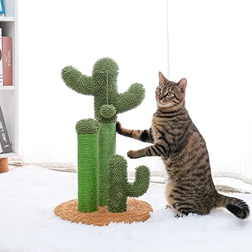 Cat Scratching Post; Cactus Cat Scratchers Kitten Scratch pol cu frânghie naturală Sisal pentru pisici de interior; Cactus