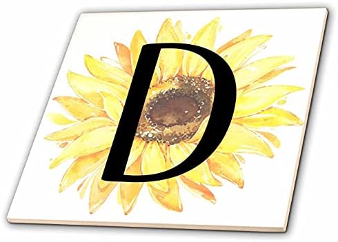 3drose monograma D imagine destul de floarea-soarelui acuarelă-gresie