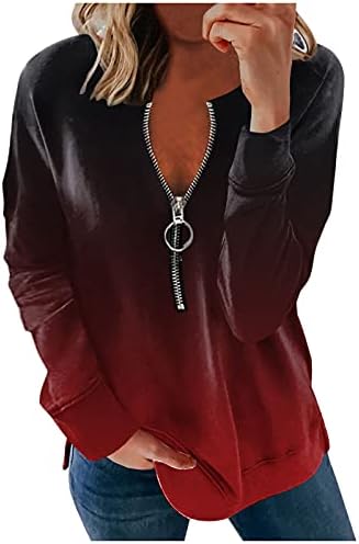 Nyybw femei cauzale 1/4 Zip pulover maneca lunga Guler Hanorace Activewear solide rulează jacheta
