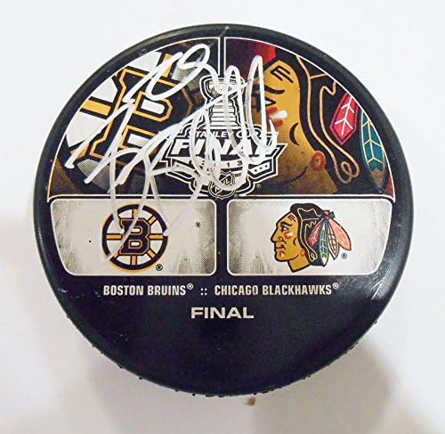 Bryan Bickell a semnat pucul cu Logo-ul Cupei Stanley 2013 cu COA Bruins Blackhawks - pucuri NHL autografate
