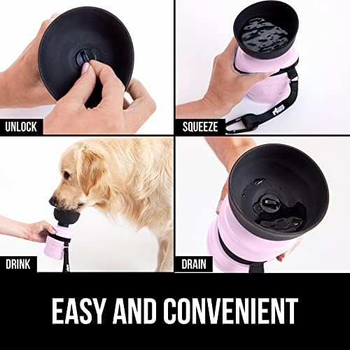 Gorilla Grip Slow Feeder Dog Bowl și sticlă portabilă de apă pentru Câini, 2 căni pentru câini Boluri pentru animale de companie