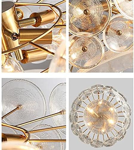 Candelabre Ataay, Lumină Modernă de Candelabru din sticlă rotundă, E14 Lumina de tavan reglabilă, lumini de tavan de fier pentru