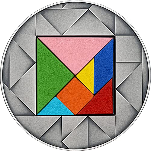2023 De Modern Comemorative Powercoin Tangram Puzzle 2 Oz Monedă de argint 5 $ NIUE 2023 Finisaj antic