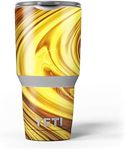 Design Skinz Swirling Gold Liquid - Skin Decal Vinyl Wrap Kit compatibil cu cupele de tumbler de răcire Yeti Rambler
