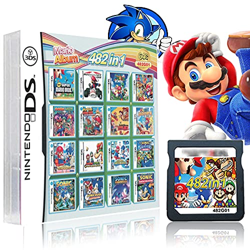 482 în 1 cartuș de joc, compilații de cărți de joc DS Game, cu Mario & Sonic Series, Super Combo Multicart pentru DS, NDSL,
