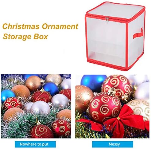 Container de depozitare a ornamentelor de Crăciun Yowein, Cutii de depozitare a bilelor de Crăciun din țesătură Oxford 600D,