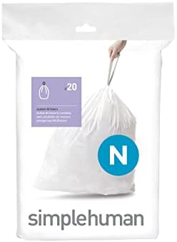 simplehuman Code Q Custom Fit saci de gunoi cu cordon, 240 număr, 50-65 litri / 13-17 galoane, Alb