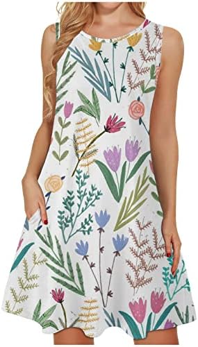 Rochii pentru femei rochii de plajă rochie la modă florală rochie scurtă evazată vara casual cascada fără mâneci rochie cu