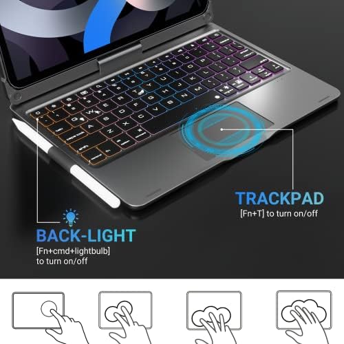 Tastatură de carcasă Ipad Ipad Edaiser: Pentru Apple 2022 iPad Pro 11 și iPad Air 10.9 inch 5th 4th 3rd 2nd Generation 2022
