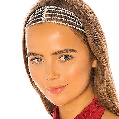 JEAIRTS Stras Cap lanț frunte mireasa Headband Elastic cristal păr trupa Halloween Bal păr Bijuterii Pentru femei și fete