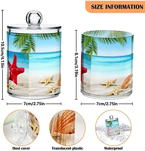 Innewgogo Shell Starfish pe plaja 2 pachet de bumbac Swab Ball Suport de minge Organizator DISPENSER Plastic Borcane cu capace