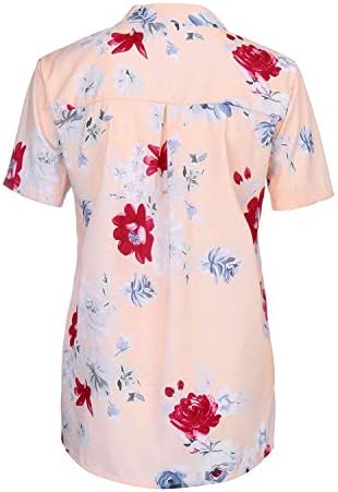 Femei V-Neck buton Plus Dimensiune florale imprimate T-Shirt Cu mânecă scurtă Gradient Bluza Top tunici