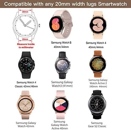 Benzi MTOZON 20mm compatibile cu Samsung Watch 5/ Galaxy Watch 4/ Watch 3 41mm/ Galaxy Active 2 40mm 44mm/ Active 40mm Watch/