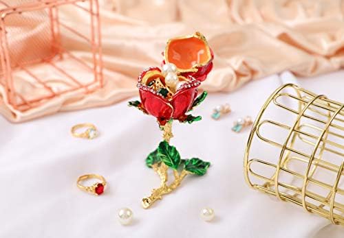 QIFU-Pictat manual Emailat Rose forma decorative balamale Bijuterii Breloc cutie cadou unic pentru Ziua Îndrăgostiților